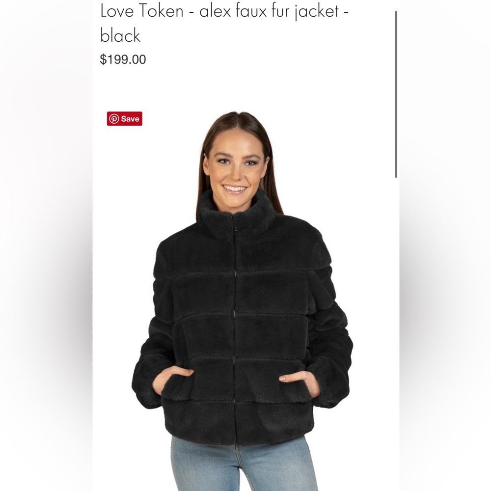 faux fur jacket by Love Token. In‎ navy.